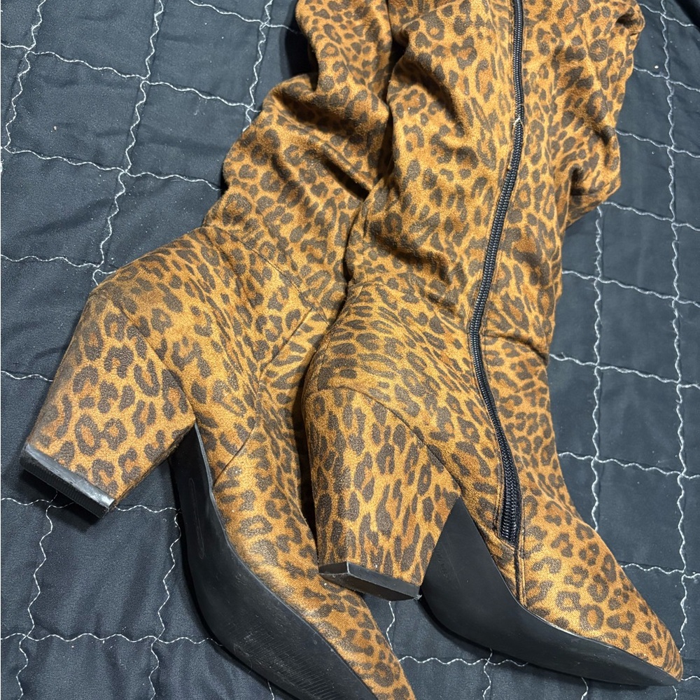 Comfortview Leopard Print Heeled Boots size 11ww